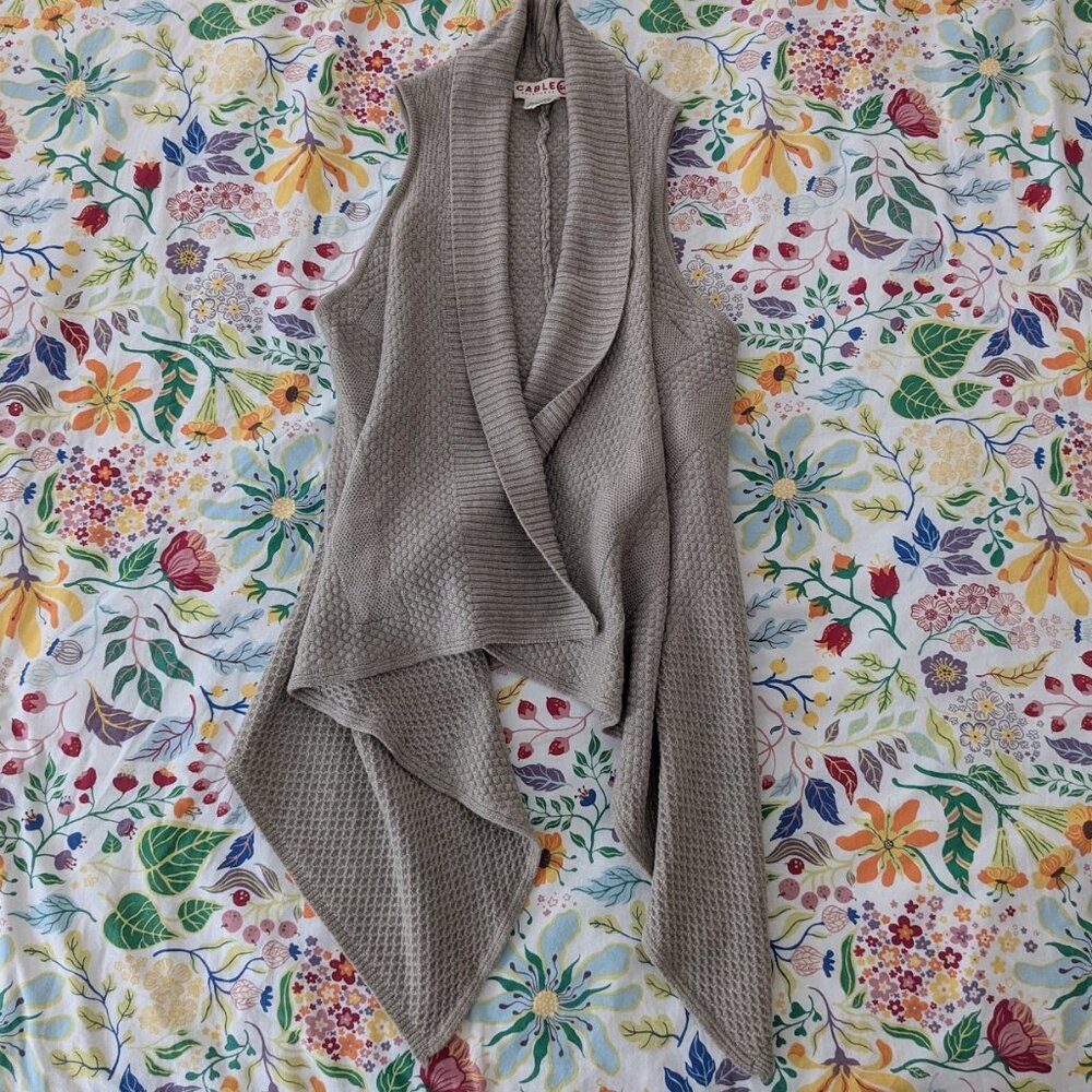CABLE Melbourne 100% Merino Wool Open Cardigan Vest S-M